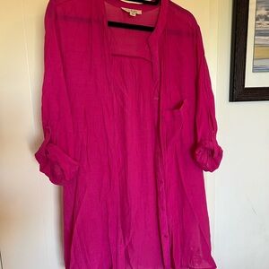 Women's Pink Button Down Cover Up